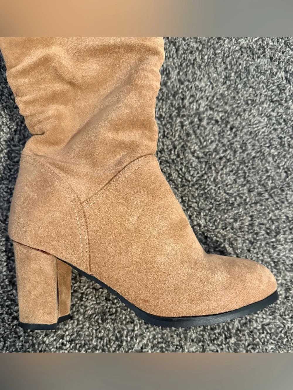 Women's Suede or similar Boots - Tan